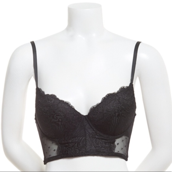 black lace longline bra
